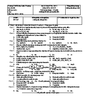 Bài kiểm tra học kì I môn Hóa học - Trường THCS Mai Xuân Thưởng